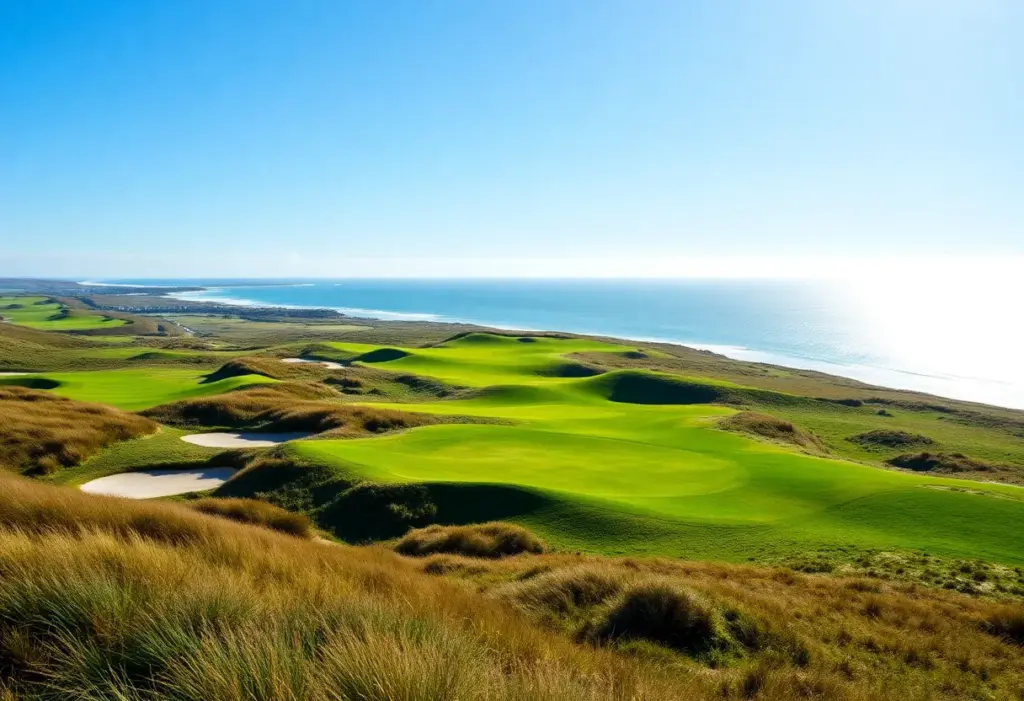 Scenic view of Seminole Golf Club showcasing coastal landscape and golf course layout.