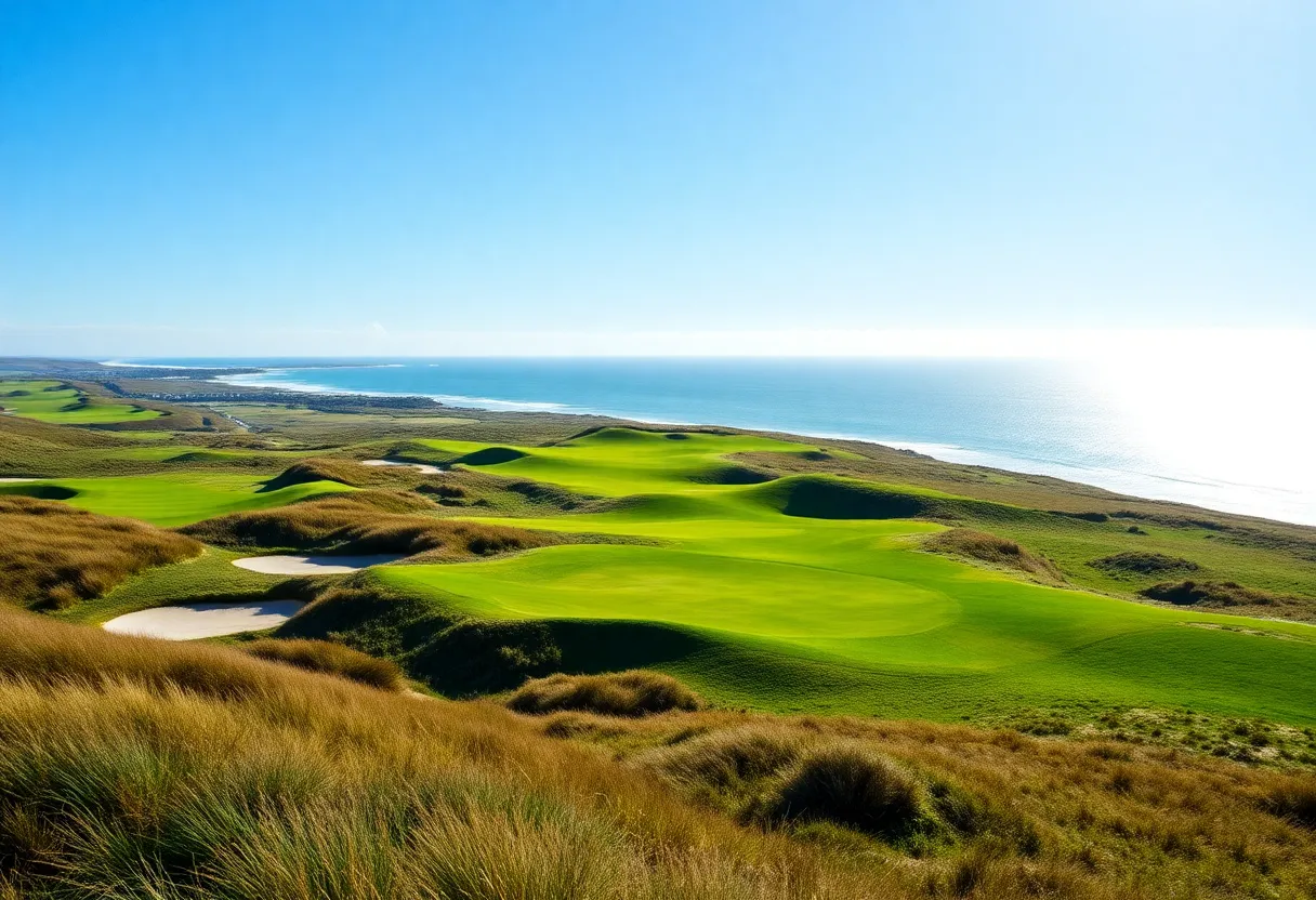 Scenic view of Seminole Golf Club showcasing coastal landscape and golf course layout.