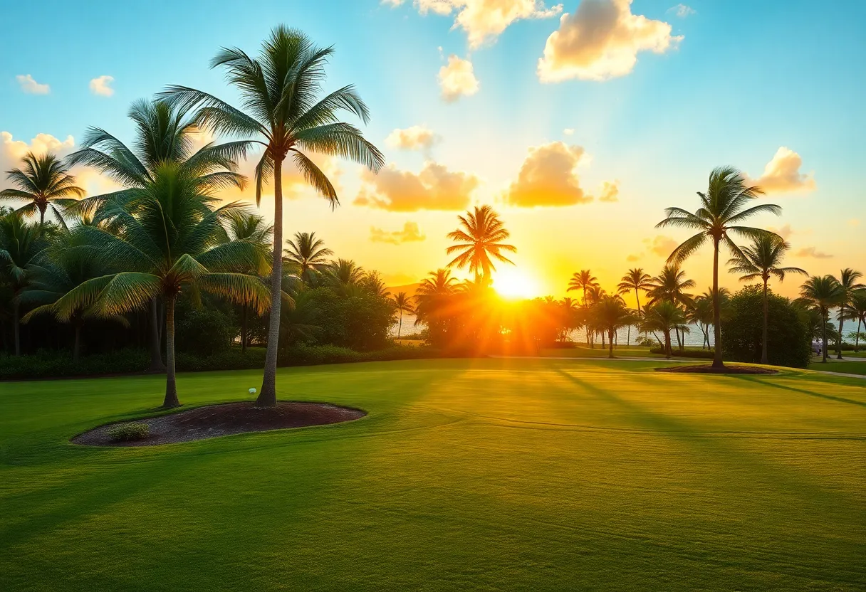 A stunning tropical golf course landscape in Hawaii
