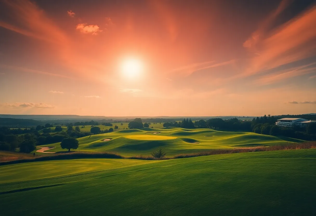 A beautiful golf course set up for the Skins Game tournament