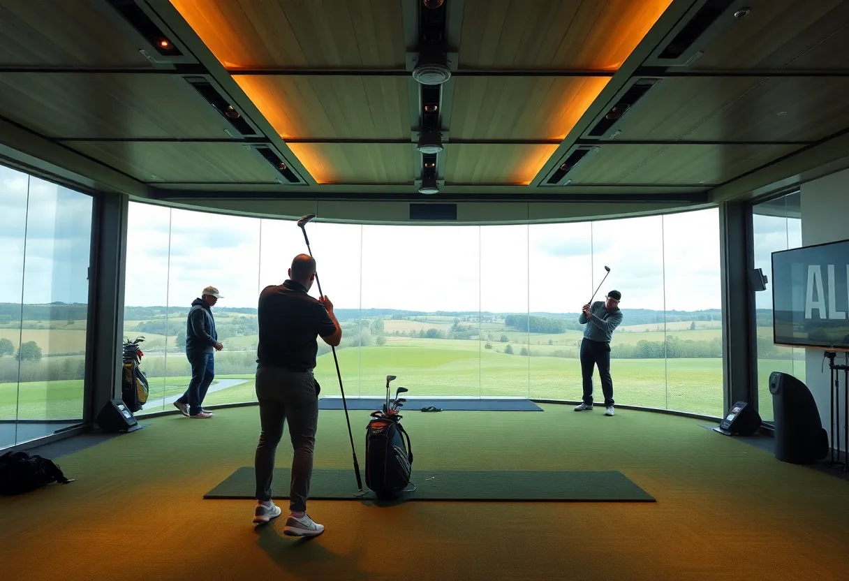Exterior view of The Kingdom golf facility with lush greenery