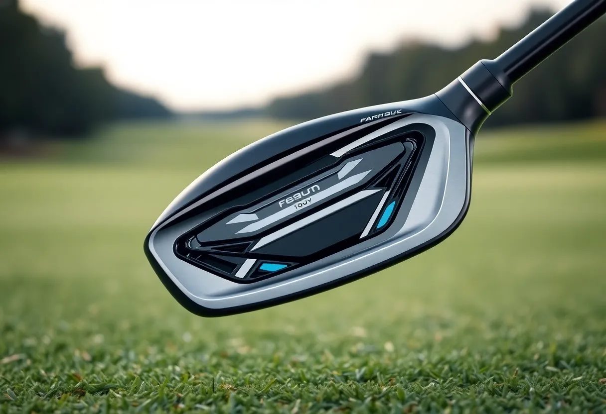 TaylorMade Qi10 fairway wood positioned on a golf course