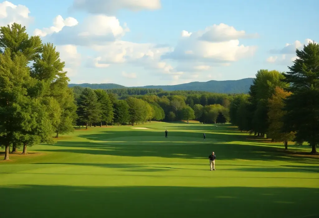 Beautiful golf course in Tennessee with trees and golfers