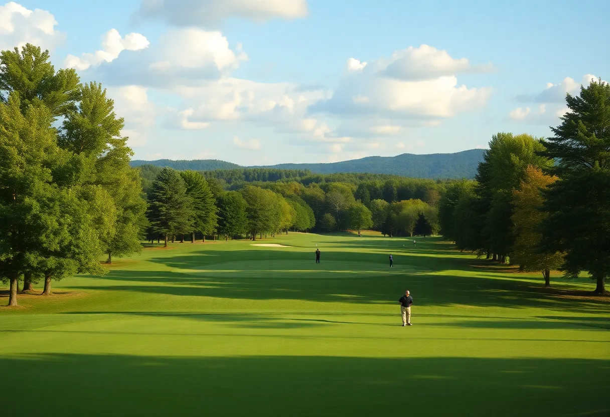 Beautiful golf course in Tennessee with trees and golfers
