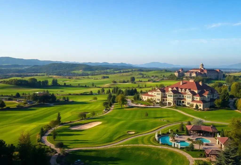 Scenic view of Terre Blanche Golf Resort with golf courses and luxury amenities