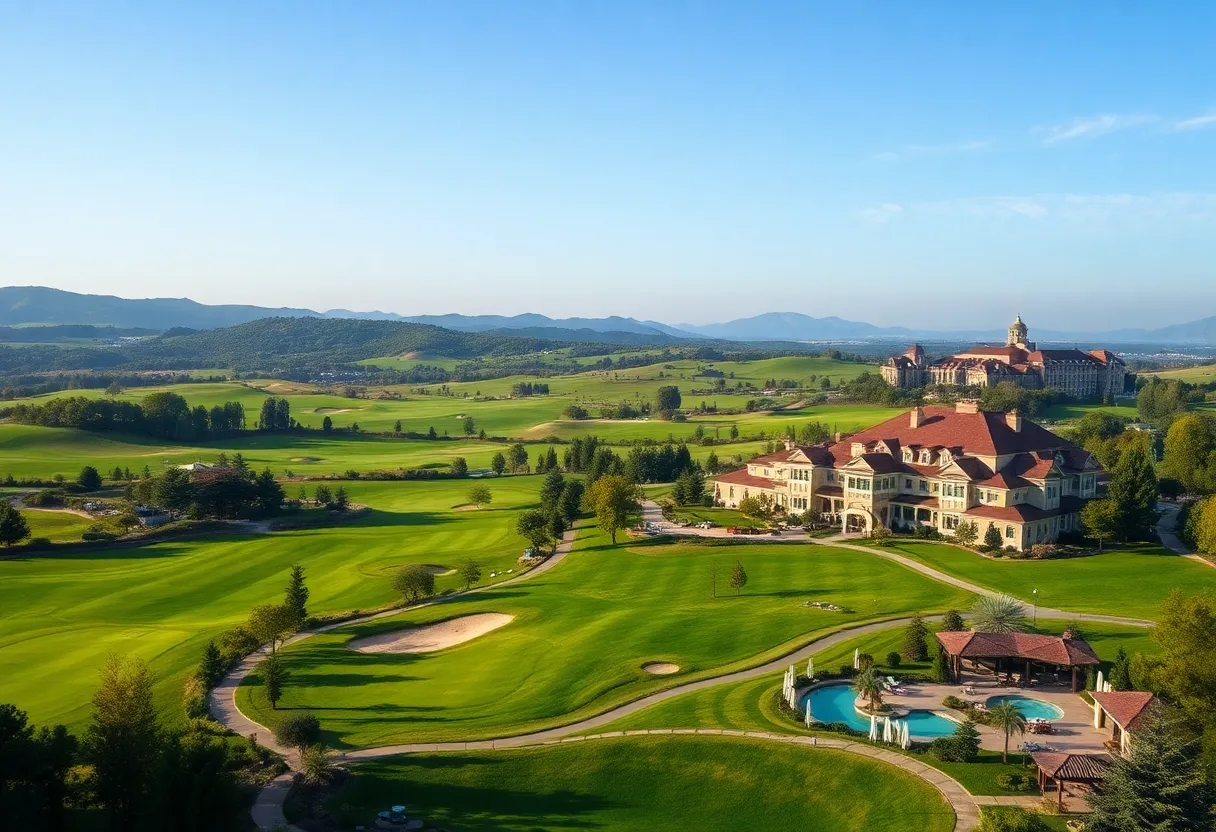 Scenic view of Terre Blanche Golf Resort with golf courses and luxury amenities