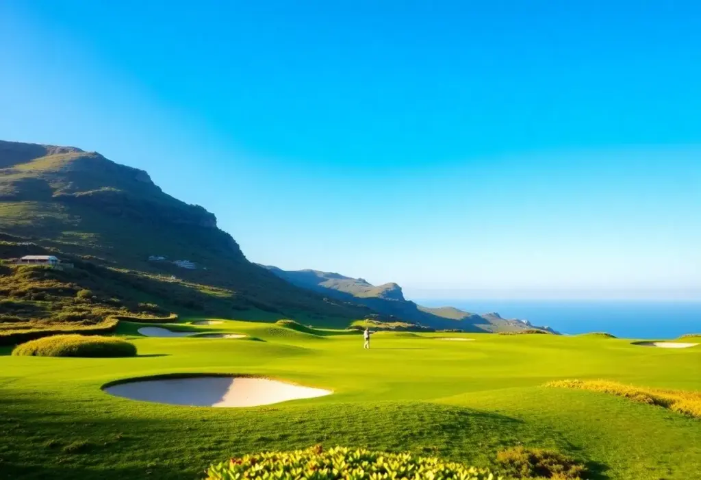 New golf course Torre Course in Portugal with players on the green.