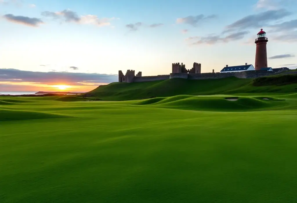 Scenic view of King Robert the Bruce golf course at Trump Turnberry