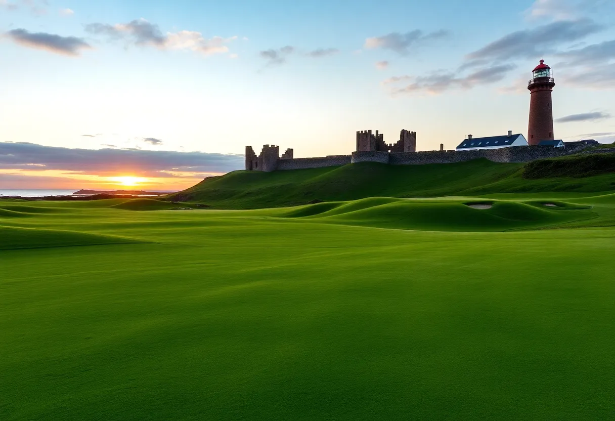Scenic view of King Robert the Bruce golf course at Trump Turnberry
