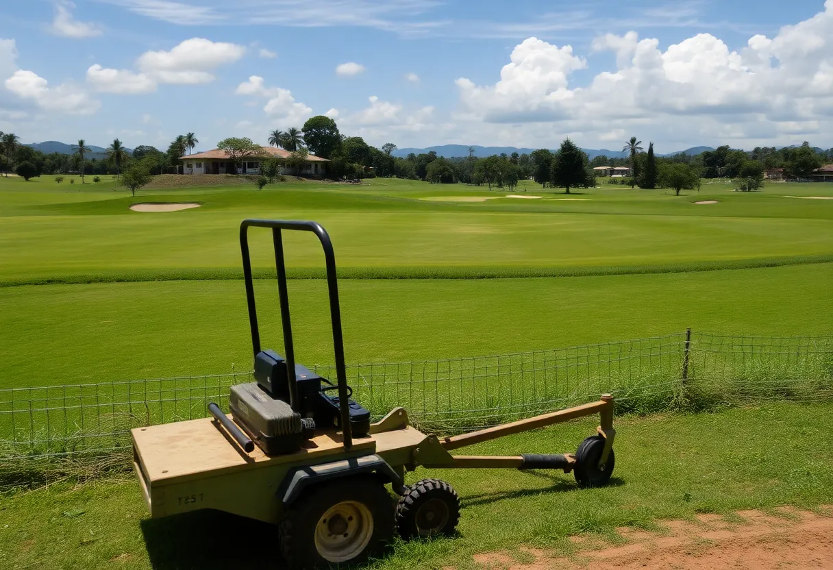 A neglected golf course in Venezuela with modern equipment