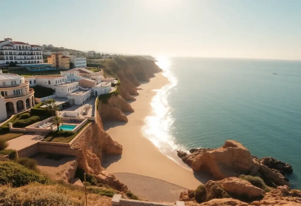 Luxurious beach view in the Algarve region of Portugal.