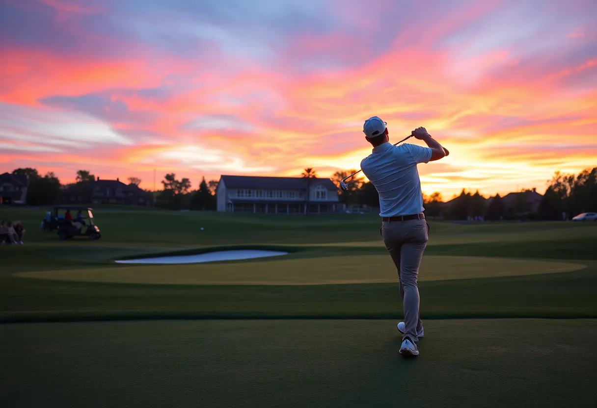 Golfer showcasing skill on a beautiful golf course