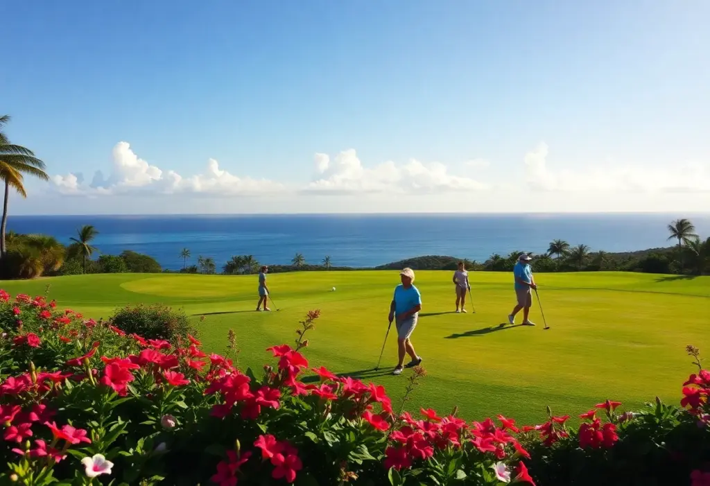 Family enjoying golf at Apes Hill Barbados