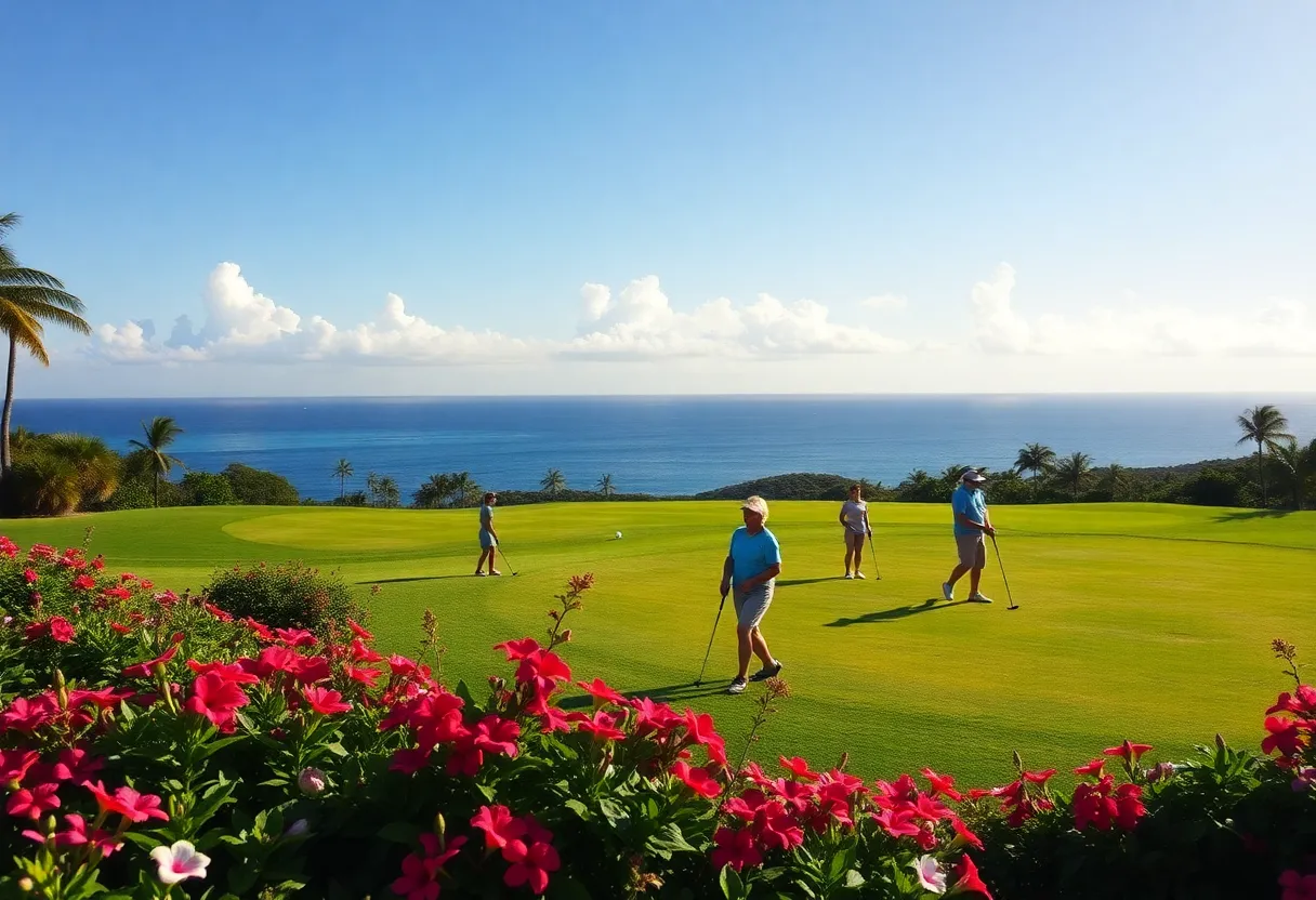 Family enjoying golf at Apes Hill Barbados