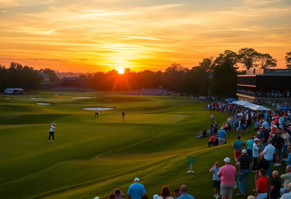 Golfers playing at the Australian Open tournament