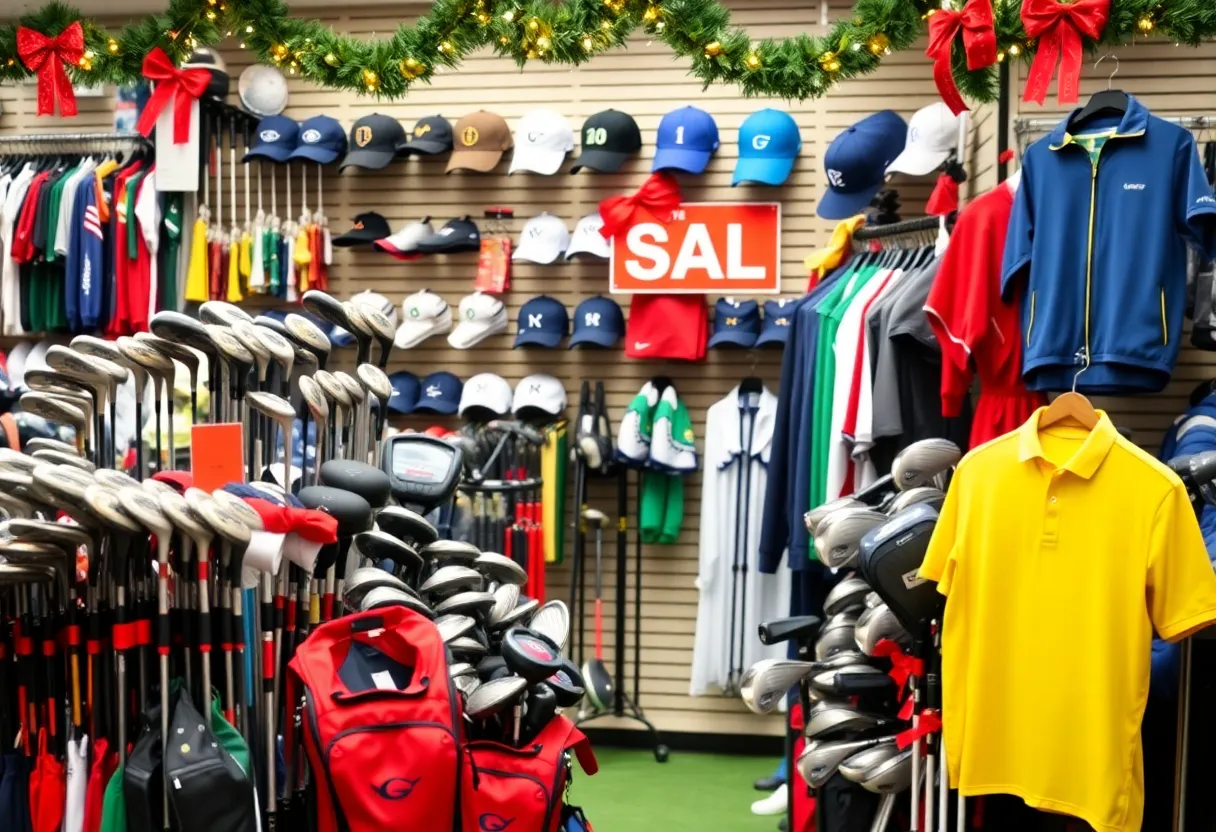 Display of golf equipment on sale for Black Friday