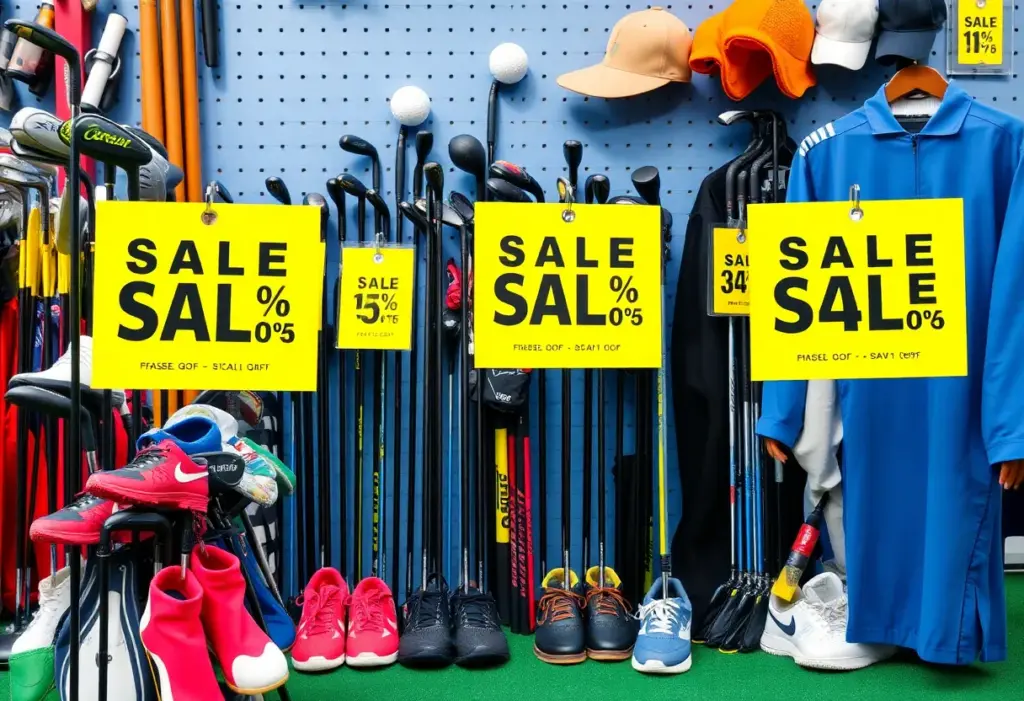 Display of golf equipment on sale for Black Friday 2025