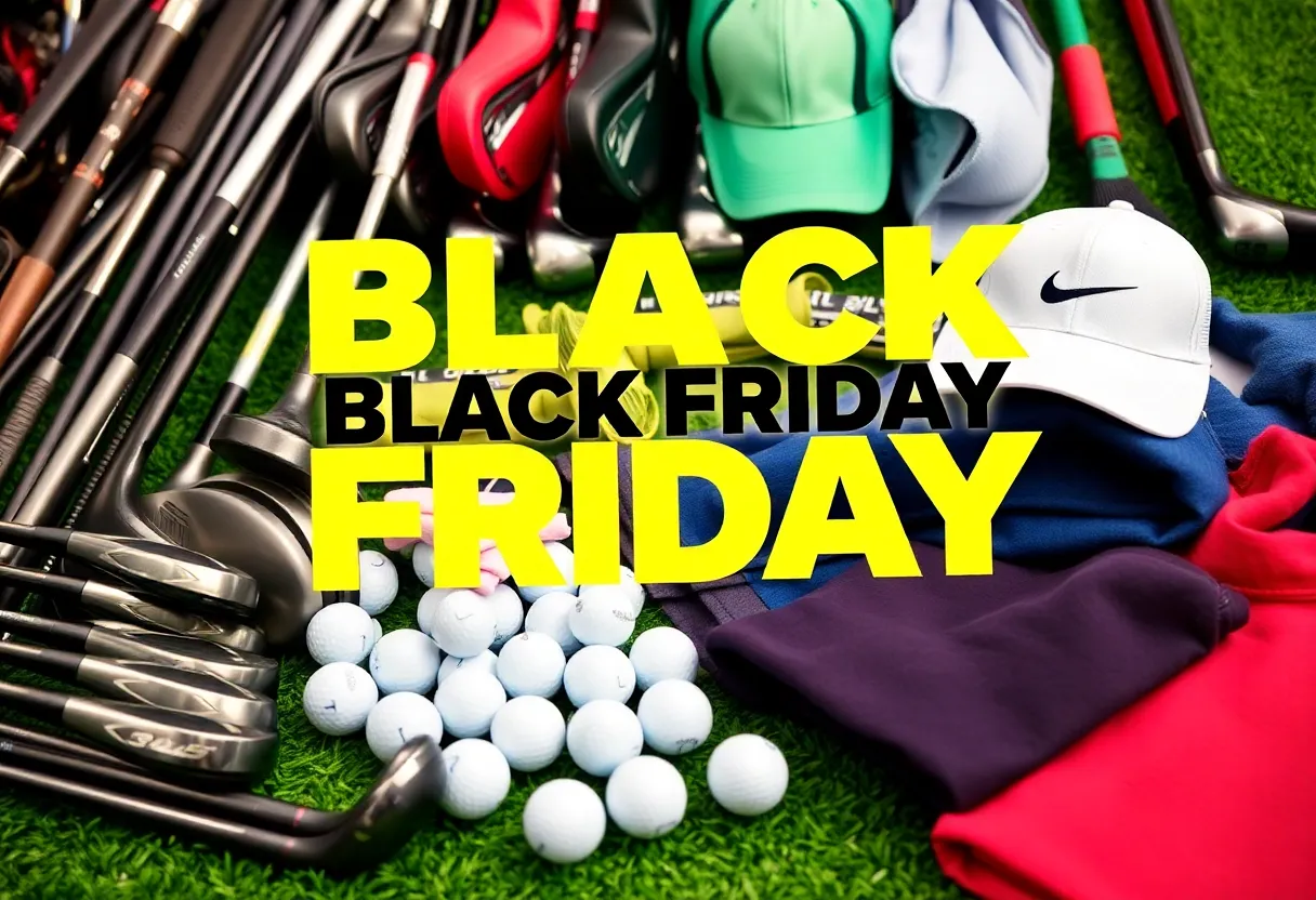 Collection of golf gear and apparel showcasing Black Friday discounts