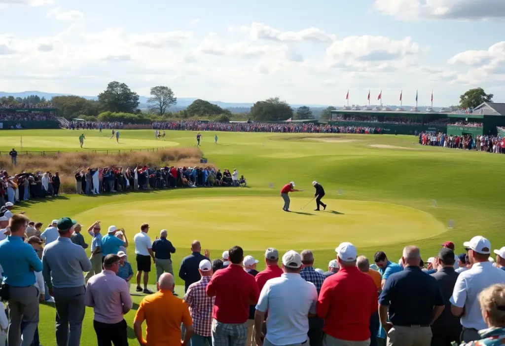 Golfer competing in a championship on a beautiful golf course