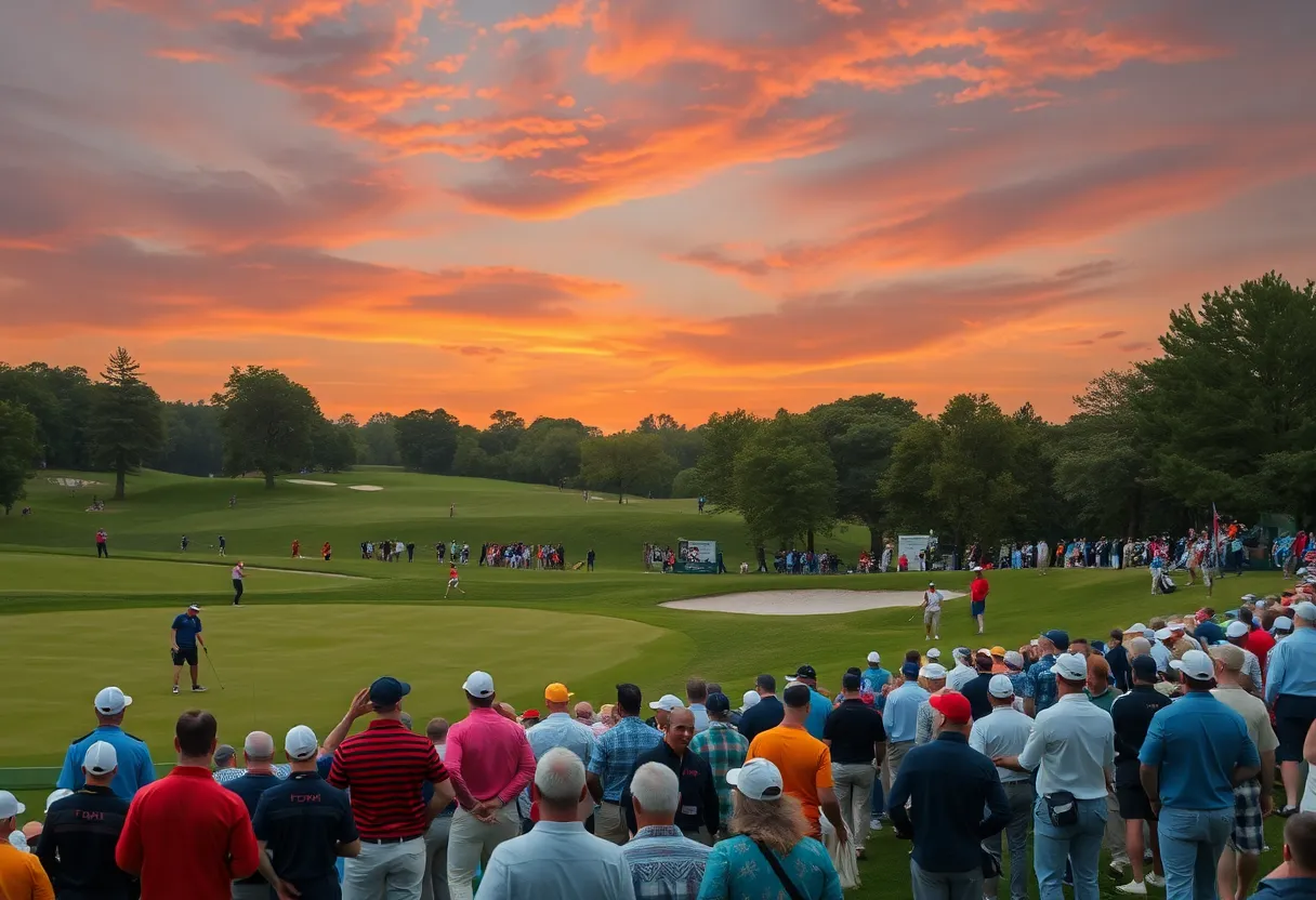 Landscape of a golf course during the DP World India Championship