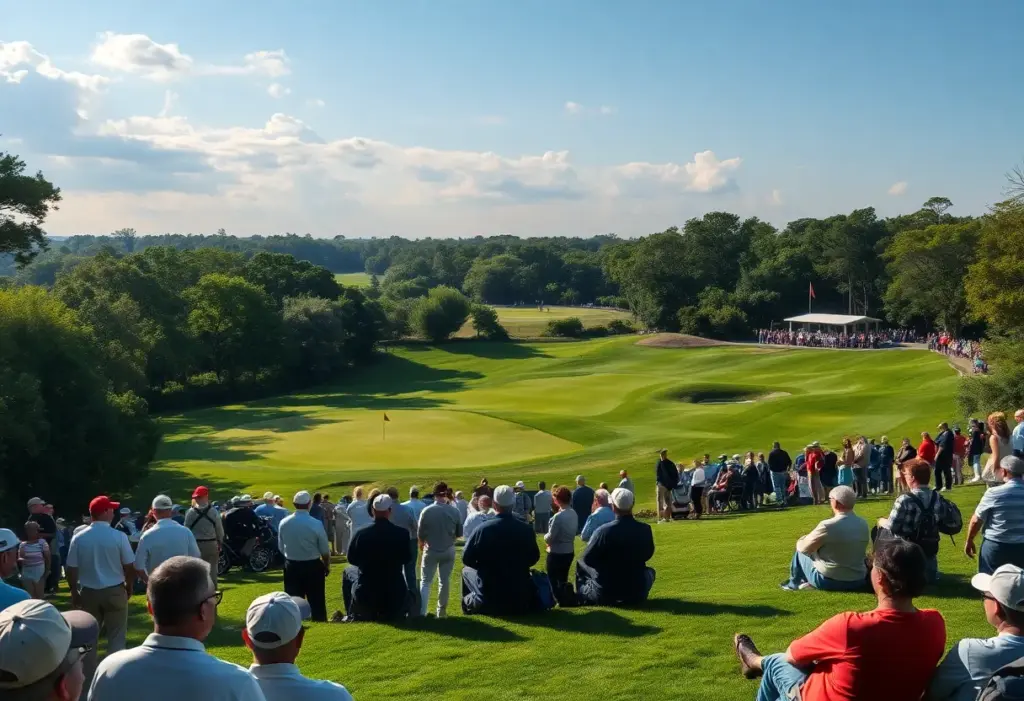 Golfers competing at the DP World Tour Q School in a lush scenic golf course