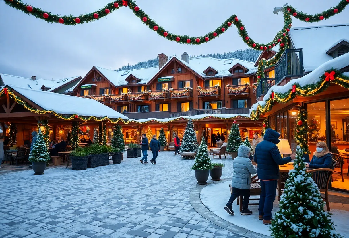A festive view of Fancourt decorated for the holiday season