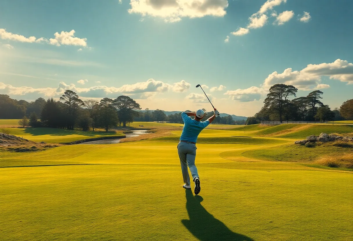 Felix Mory celebrating at the Rolex Grand Final golf tournament