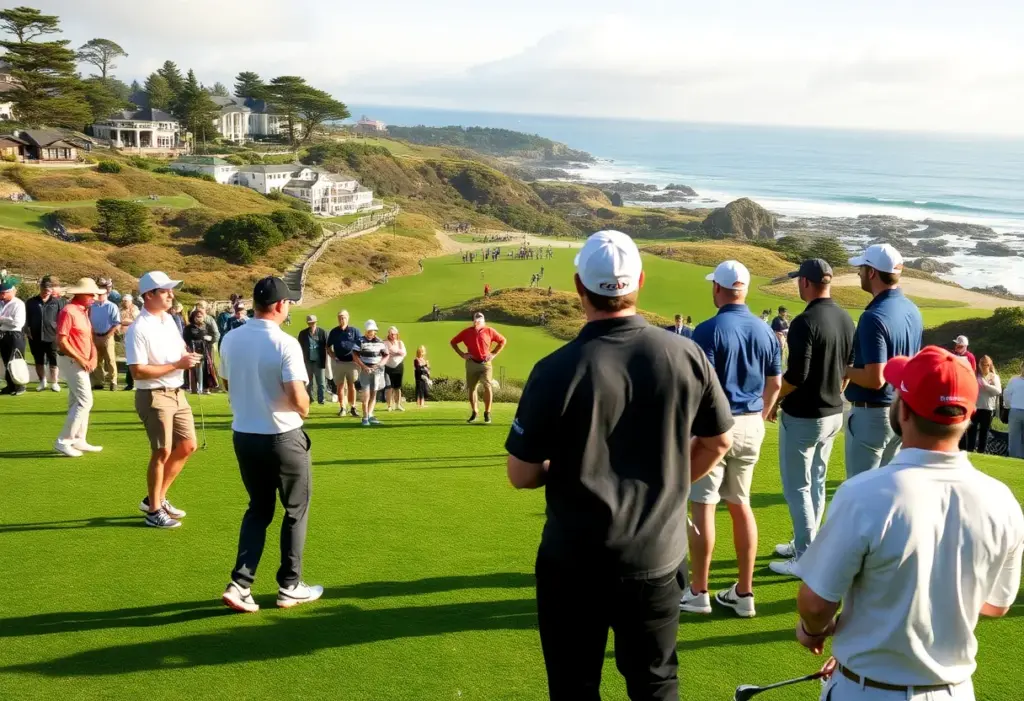 Golfers competing in the final Carmel Cup at Pebble Beach