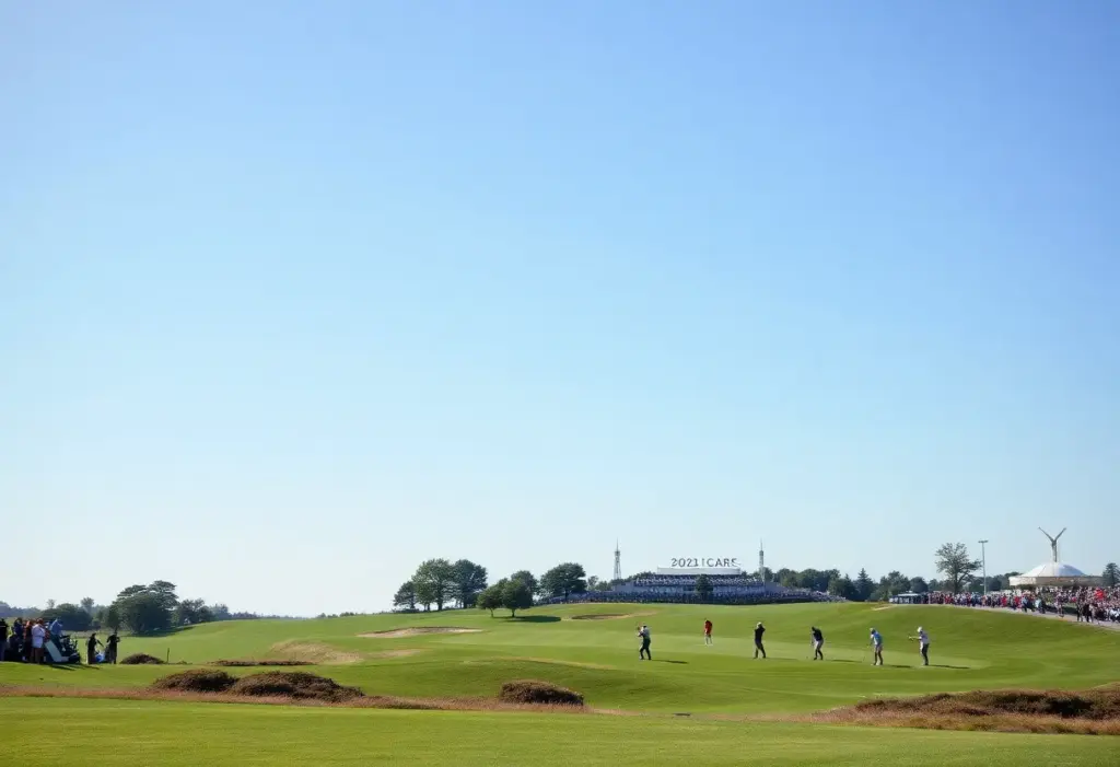 Scenic view of a golf course during a championship