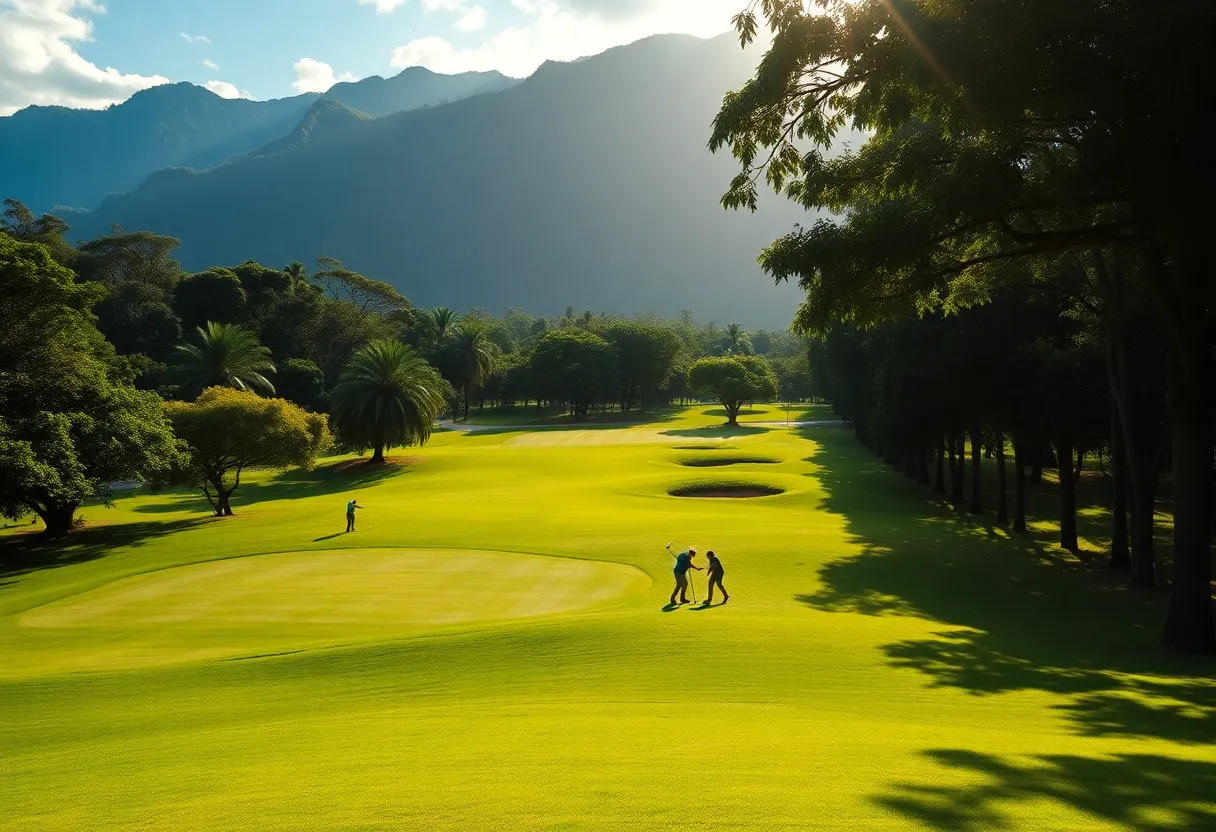 Lush golf course landscape in Colombia
