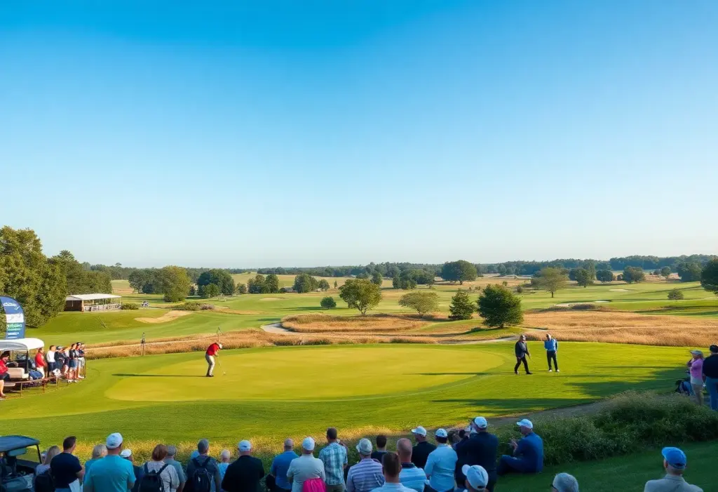A beautiful golf course scene during a tournament