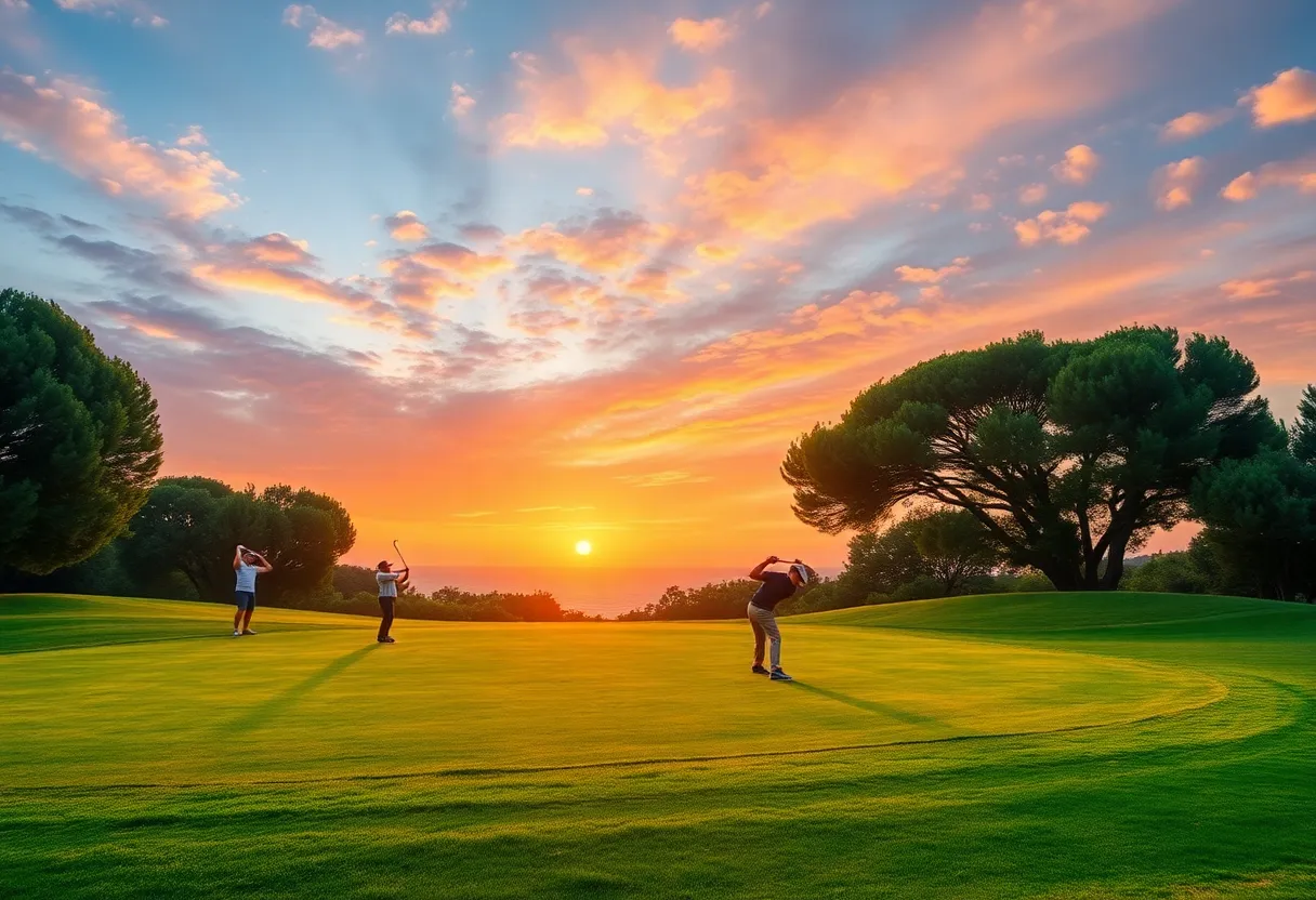 Scenic view of a golf course during sunset in Majorca