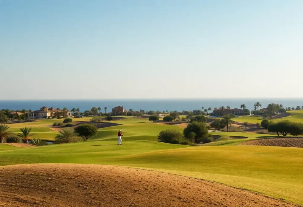 Beautiful golf course with Red Sea background in Saudi Arabia