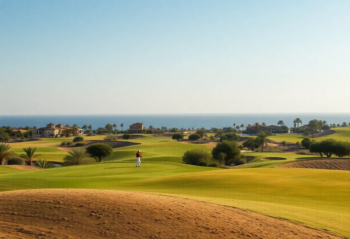 Beautiful golf course with Red Sea background in Saudi Arabia