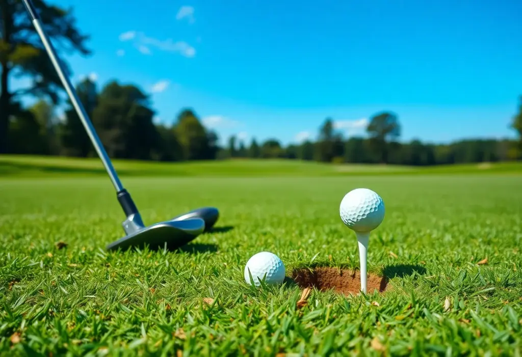 Beautiful golf course with a hole-in-one cup