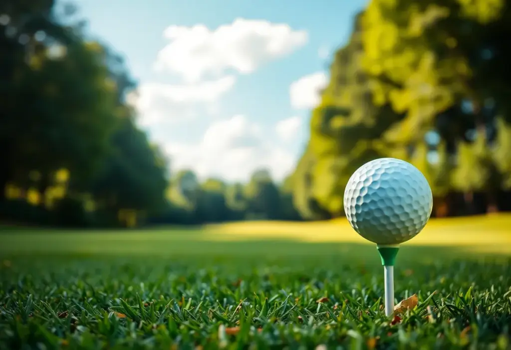 A scenic view of a golf course representing professional golf.