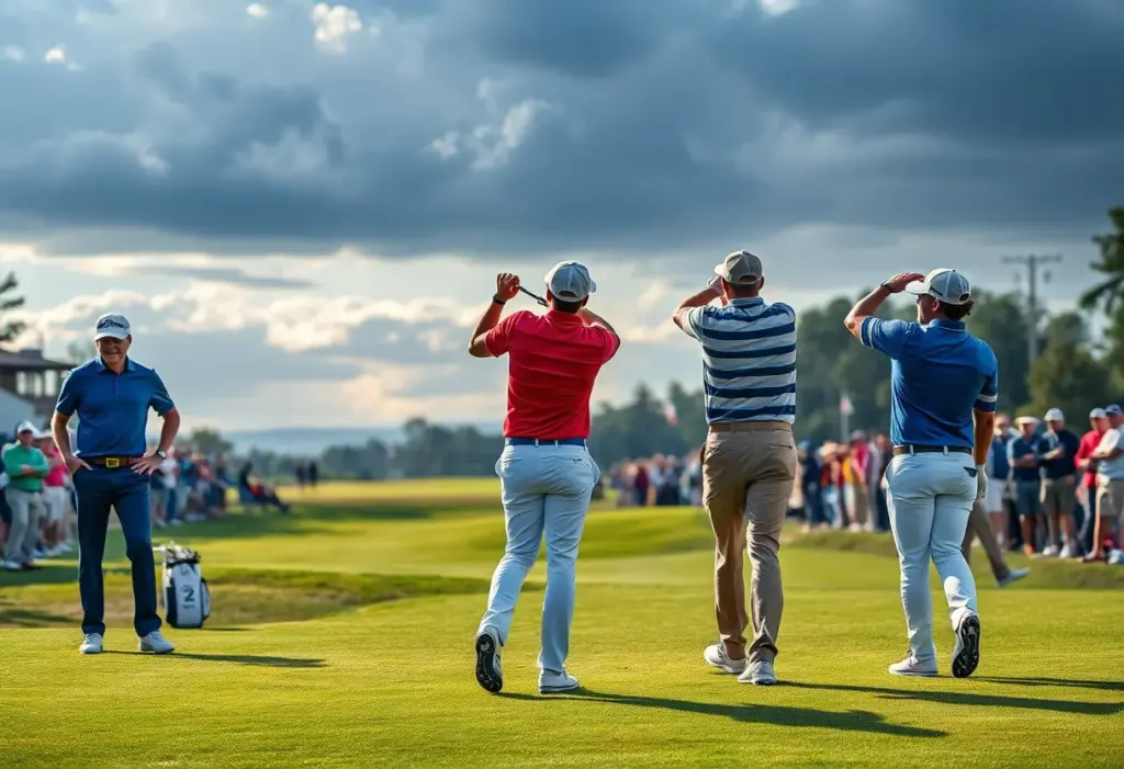 Professional golfers at a tournament