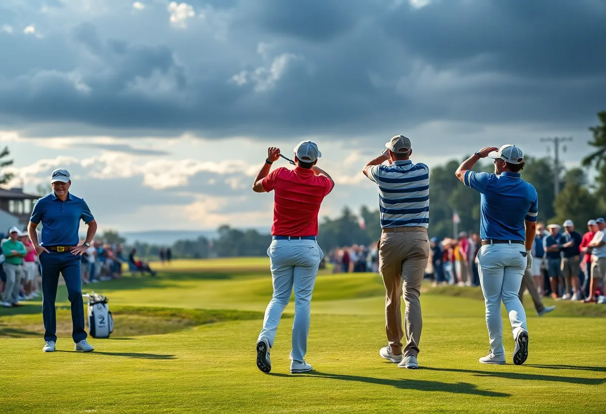 Professional golfers at a tournament