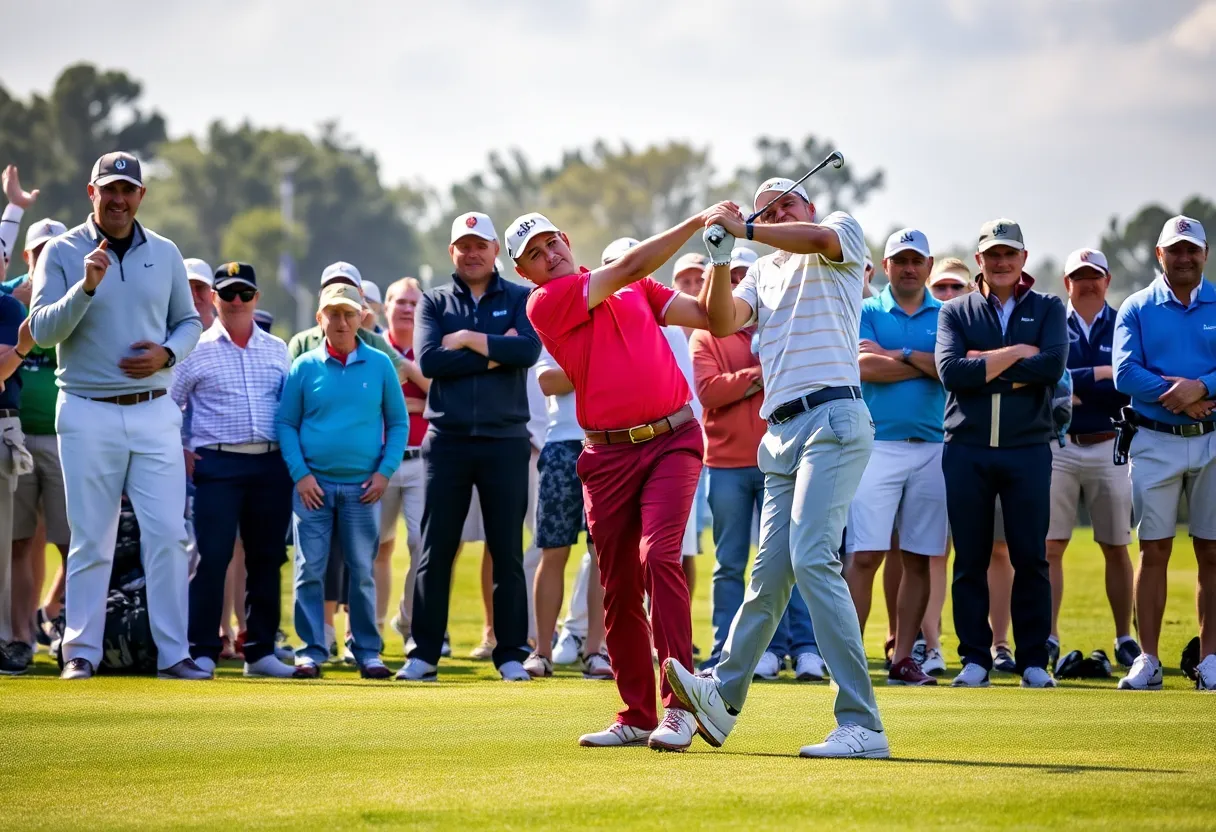 Golfers competing in a tournament