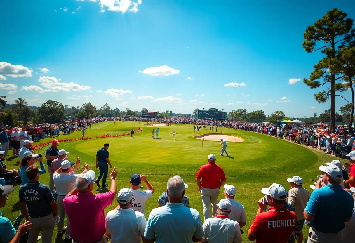Golfers competing in a tournament