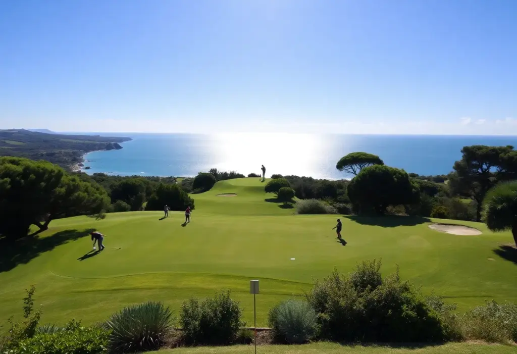 Golfers playing on a scenic Algarve golf course