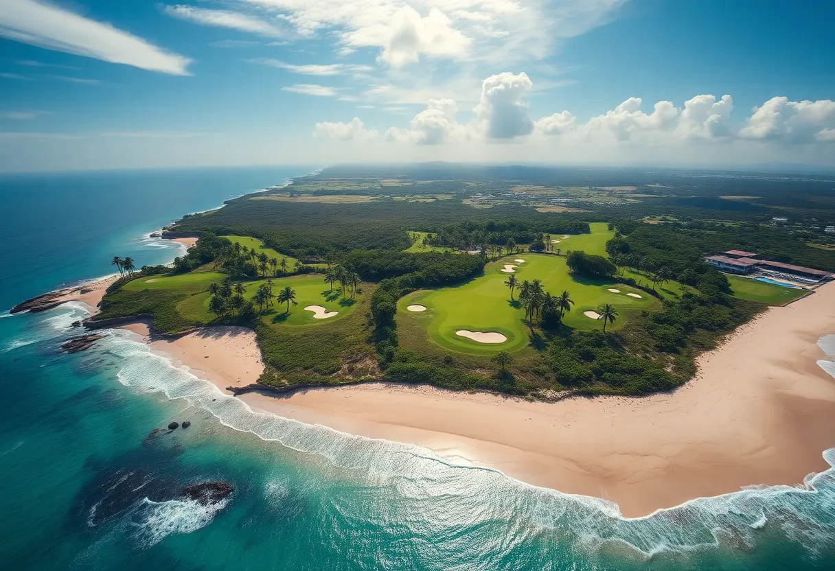 Beautiful golf course at Heritage Resorts with tropical scenery