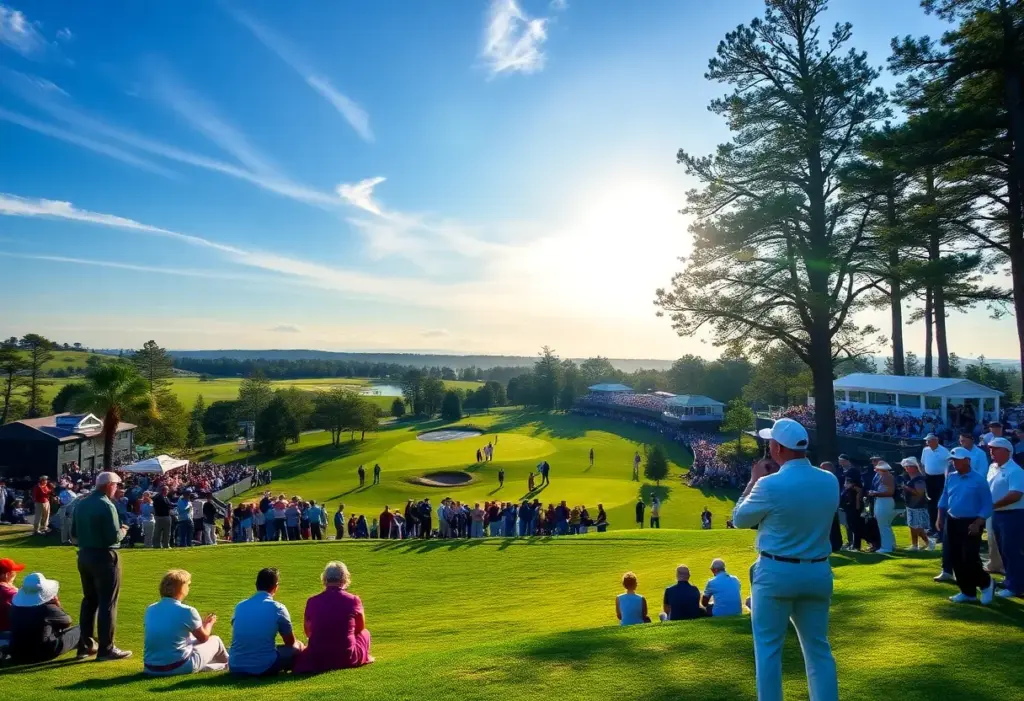 A picturesque golf course during a major tournament
