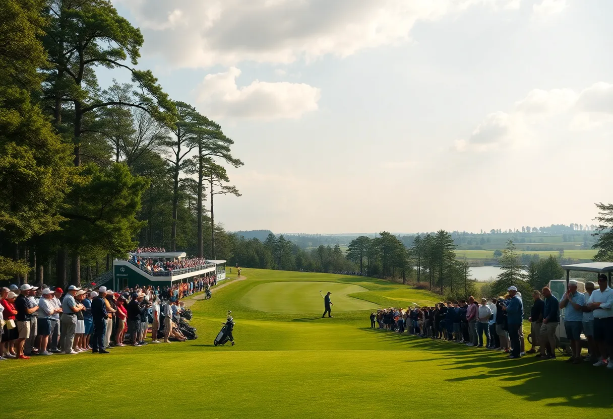 Golfers participating in the Hong Kong Open at a beautiful golf course.