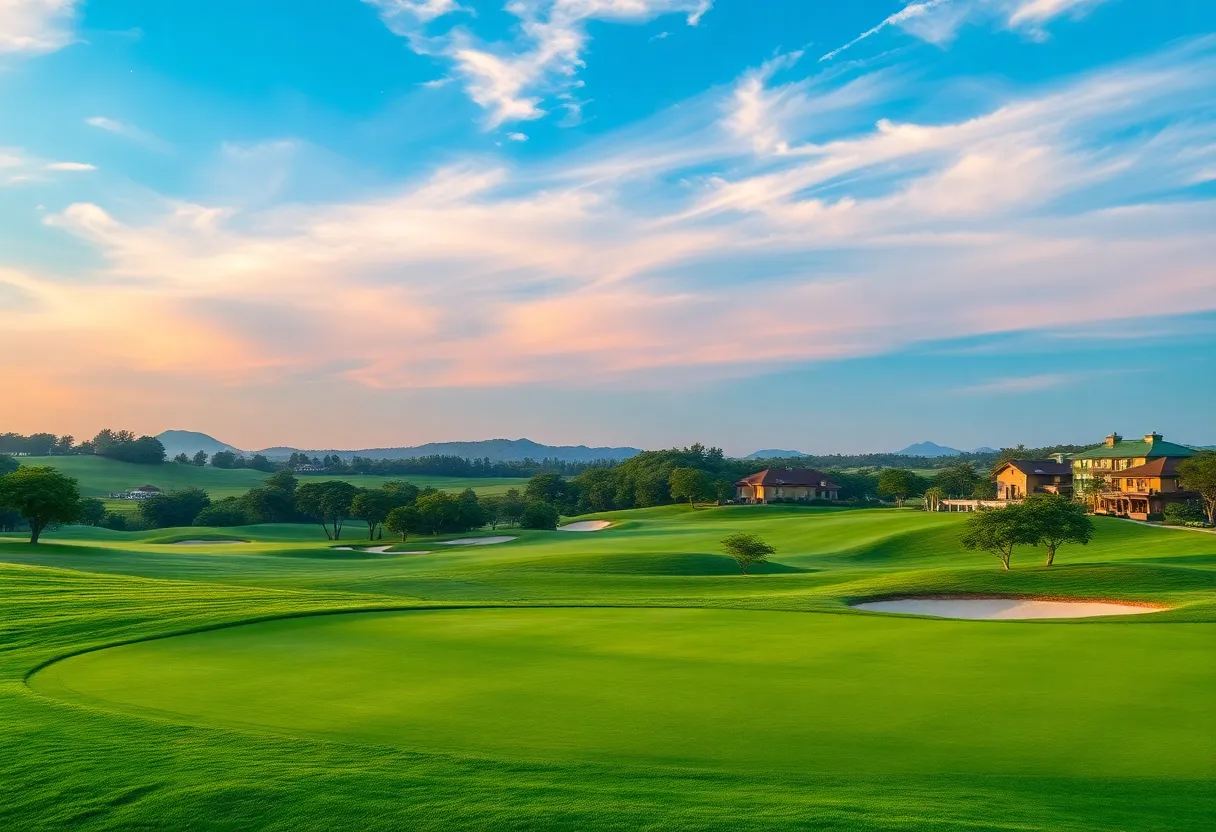 A scenic view of a golf course at Infinitum Golf Resort