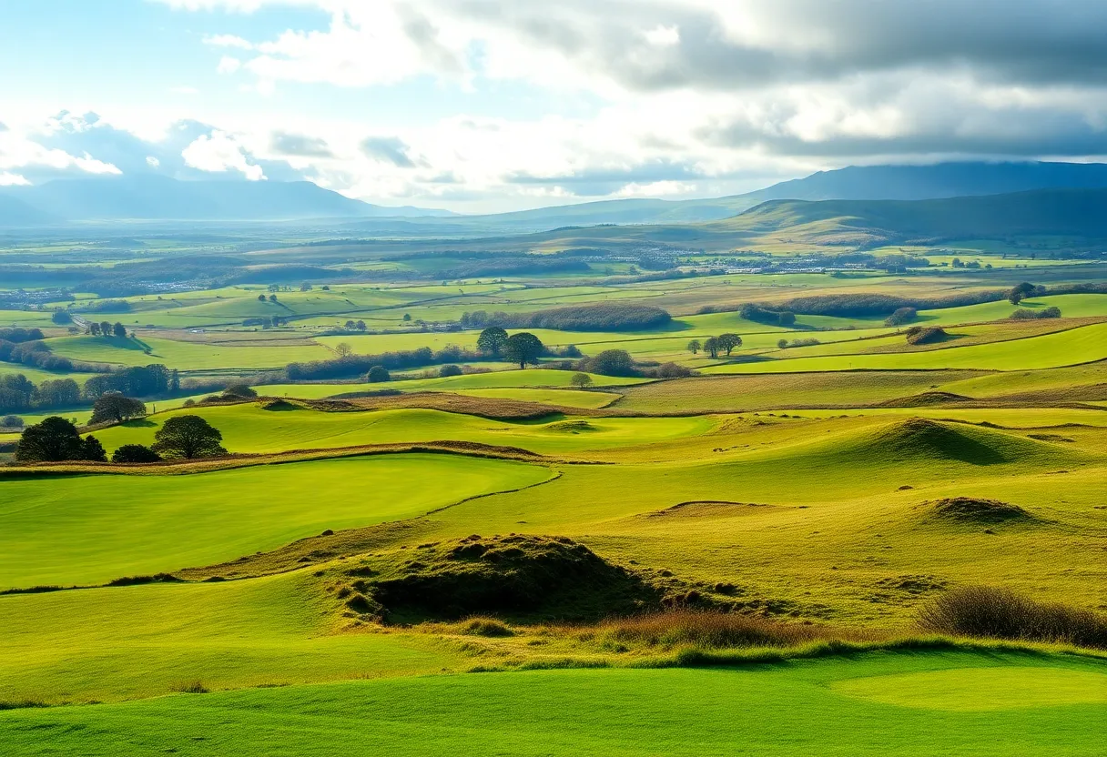 Scenic golf course landscape in Ireland