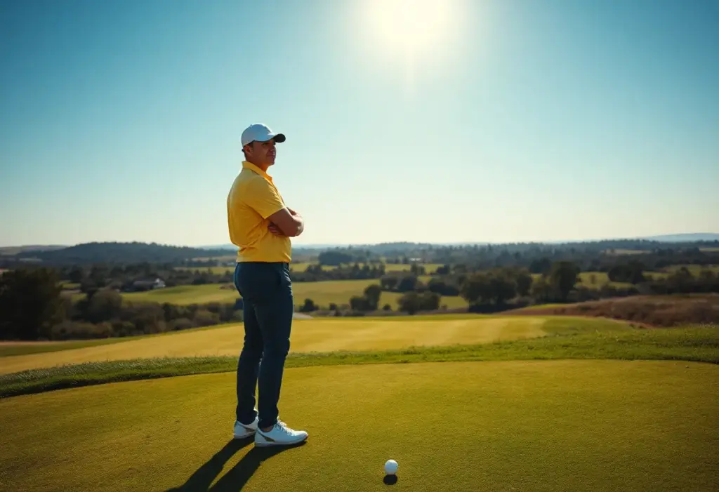 Golfer celebrating his success on the golf course