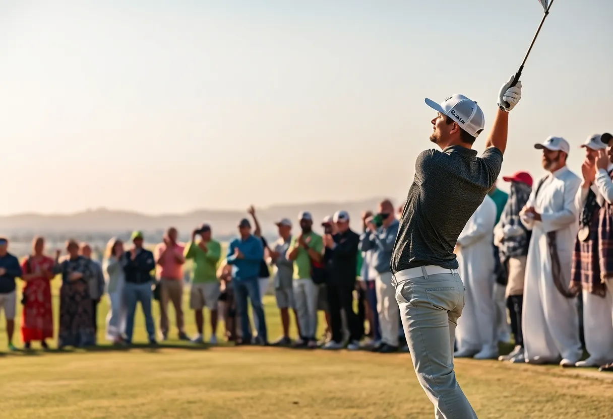 Golfer celebrating victory at a tournament