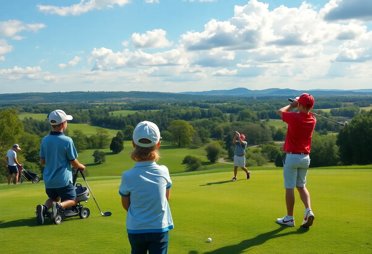Young golfers competing at a golf tournament