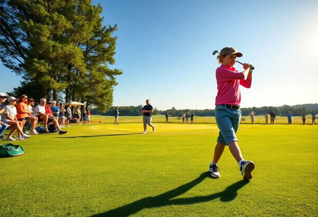 Junior golfers competing in a tournament